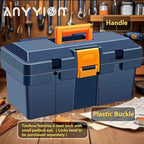 Anyyion 13In Small Tool Box,Lockable Tool Box for Home,Truly Rugged,No Removable Tray(Blue)