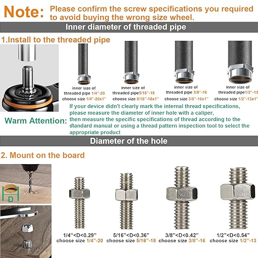 Stem Caster Wheels 2 Inch Heavy Duty Threaded Stem Casters UNC 3/8"-16 x 1 Swivel Casters Set of 4 with Safety Dual Locking Wheel for Furniture and Cart
