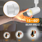 【2025 Upgraded】10-Color Zoomable 12W LED Track Lighting Head Dimmable H Track Light Remote Control Bright Rail Ceiling Spotlight Fixtures for Accent Art 2000K~6500K 15°~60° CRI90 1100lm White 4 Pack