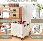 Foldable Utility Cart ，Folding Shopping carts，Collapsible cart with Stair Climbing Wheels, 8 Wheel Shopping cart，Collapsible Rolling Crate with Telescoping Handle (Grey, 17.32 * 17.13 * 30.12)