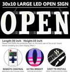 Open Signs for Business,30x10 inch USA Flag Open Sign Led for Window Wall Door w/Remote Control Bar Cafe Salon Barber Resturant Retail Store