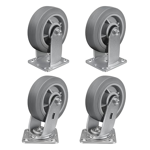 6'' × 2'' Caster Wheels, Heavy Duty Industrial Casters Set of 4 Rubber Wheels, Load 3600lbs Capacity, Swivel Caster for Cart Dolly Toolbox (2 Swivel & 2 Rigid)