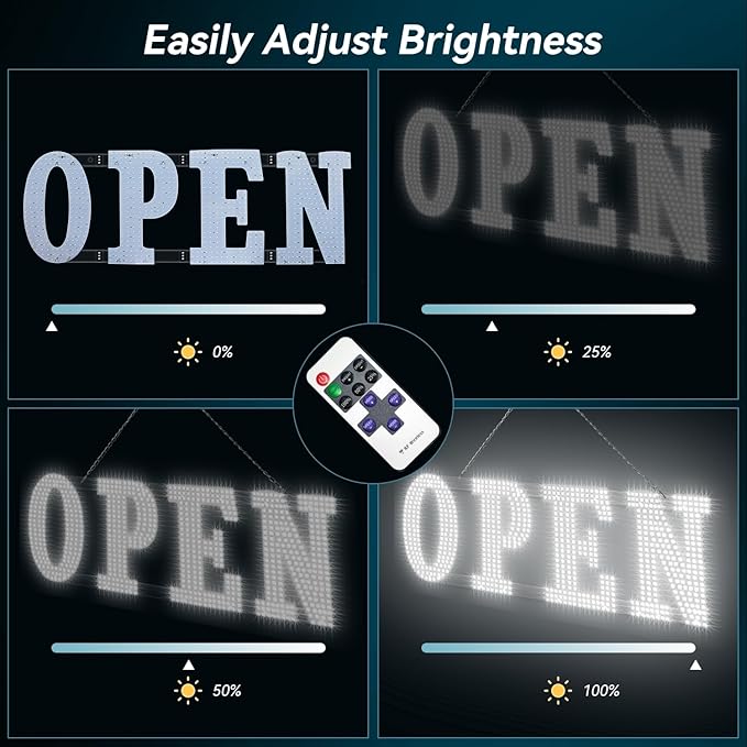 40" x 14" Large LED Open Sign with Remote Control High Bright Visibility Business Signs 14 Mode Electric Display Sign Suitable for Shop, Bar, Hotel, Retail and Restaurant