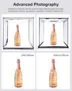 PULUZ Light Box Photography, 24x24 inch Large Photo Light Box with 120 LED Beads, CRI >95, Professional Portable Photo Booth Shooting Tent Kit with 6 Color Backdrops for Product Photography