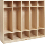 ECR4Kids 5-Section Straight Coat Locker, Classroom Furniture, Natural