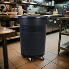 32 Gallon Outdoor Trash Can with Lid and Wheel, Rolling Trash Can with Removable Wheels, Commercial Trash Cans, Outdoor Garbage Can for Kitchen, Garage, Backyard and Patio（2 Pack）