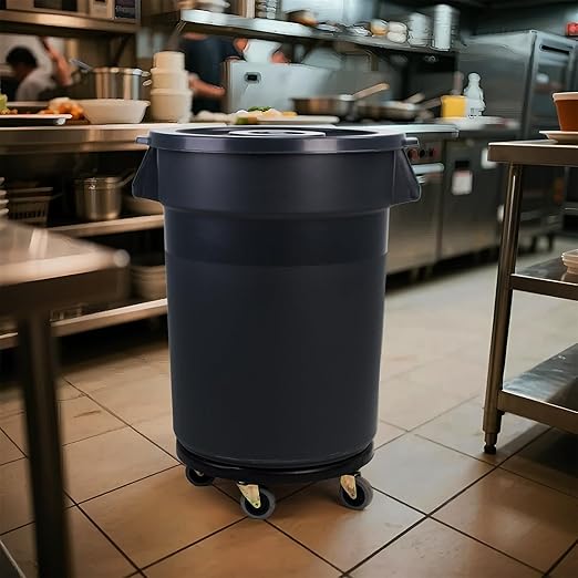32 Gallon Outdoor Trash Can with Lid and Wheel, Rolling Trash Can with Removable Wheels, Commercial Trash Cans, Outdoor Garbage Can for Kitchen, Garage, Backyard and Patio（2 Pack）