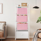 Shelf Woven Storage Basket, 15 x 10 x 9” Closet Rope Baskets For Organizing, Square Bins with Handles, Pink 1 Pack