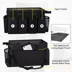 Wearable Large Cleaning Caddy Bag for Housekeeper, Clean Supply Organizer with Adjustable Shoulder, Waist & Handle Straps, Detailing Bag for Kitchen Supplies (Black)