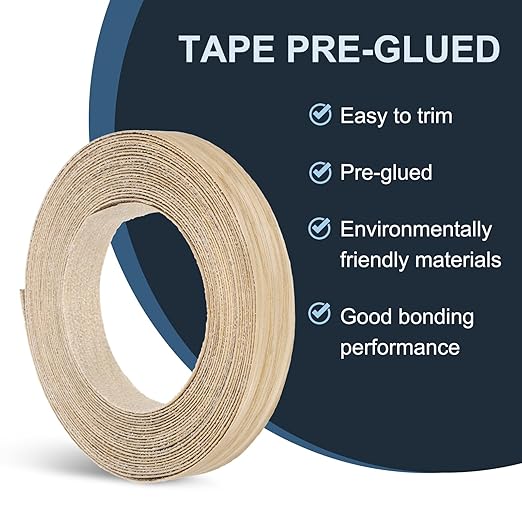 PATIKIL White Oak Edge Banding, 3/4 Inch x 25 ft Wood Veneer Tape Pre-glued Flexible Plywood Edge Banding with Hot Melt Adhesive for Furniture Restoration
