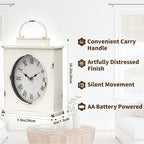 MODE HOME Vintage Mantel Clock with Distressed Finish, Antique Style Battery Operated Metal Decorative Table & Mantel Clock for Living Room Fireplace, Large Decorative Desk & Shelf Clocks for Home