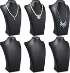 Kigley 6 Pcs Black PU Leather Jewelry Bust Display Necklace Holder Stand Necklace Mannequin Holder for Jewelry Display Trade Show(11.42 x 3.94 x 6.89 Inches)