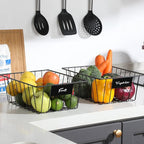 8 Pack Wire Storage Baskets for Organizing with Removable Tags, Pantry Organization Bins for Kitchen Cabinets, Closet - Metal Basket for Laundry, Garage, Refridge, Bathroom Countertop Organizer, Black