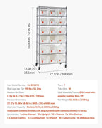VEVOR 7-Tier Rolling Bin Storage Rack, 18 Organizer Bins, Bin Rack Storage Steel Wire Shelving System with Wheels, Mobile Tool Organizer for Garage, Warehouse, Office, Restaurant, Classroom, Kitchen