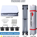 MASTERCANOPY Durable Pop-up Canopy Tent with Roller Bag (10x10, White)
