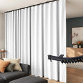 Room Divider Curtains Flexible Ceiling Tracks set Curtain track Ceiling Mount Blackout Curtain for Living Room Bedroom Ceiling Curtain Rod Privacy Divider Panel W15xH8FT GreyishWhite Drape&Black rail