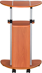 Adjustable Height Laptop Cart With Storage. Color: Woodgrain