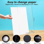 Qilery 8 Pcs 11 x 17 Inch Acrylic Sign Holder Clear Display Stand Frame Table Top Slant Back Plastic Sign Holder Flyer Document for Menu Workers Teachers Office School Desktop