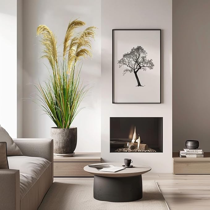 Alonfala - 57" (1-Pack) Pampas Grass Potted Plants - Artificial Faux Plants Featuring Tall Grass, Housewarming, and New Home Celebration. Elevate with Fake Plants, Ideal for Floor Decor.