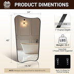 ANDY STAR Matte Black Mirror, 24x40 Inch Bathroom Vanity Mirror, Asymmetrical Mirror in Premium Stainless Steel Frame, Deep 1’’, Butterfly Shaped Decorative for Bathroom, Powder Room, Entryway