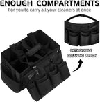 Boczif Cleaning Caddy Bag Wearable, Cleaning Caddy Supplies Organizer with Handle, Shoulder Straps & Detachable Divide, Cleaning Tool Organizers Tote Bag for Cleaners & Housekeepers（Black）