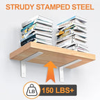 White Floating Shelf Bracket 12 Inch, 6 Pack Heavy Duty Shelf Brackets, Wall Shelf Bracket for DIY Decorative with Mounting Hardware