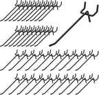 40Pcs 4" /100mm Stainless Steel Pegboard Display Hooks Bulk Set, Black Garage Organization Peg Wall Hook Metal Slatwall Panel Hook Fit 1/8 and 1/4 Inch Pegboard for Retail