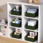 DIMJ Closet Storage Bins 8 Pack - Fabric Trapezoid Closet Organizer Bin, Foldable Storage Baskets for Shelves, Closet Shelf Organizer, Clothing Storage Box for Toys, Books, Towel, Clothes, Green