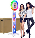 JIYANG Portable Photo Booth Compatible with Ipad 10.2-13inch,Photo Booth Machine with CHACKTOK APP Control,Photobooth VIP,Music Sync,Free Custom Logo,Light Box Honeycomb Case(White)