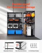 VEVOR Storage Shelves, 3000 lbs, 5 Tier Heavy Duty Garage Shelving, 24" D x 48" W x 72" H Adjustable Metal Shelves for Industrial Shelving Unit Utility Shelf, for Kitchen, Warehouse, Basement, Black