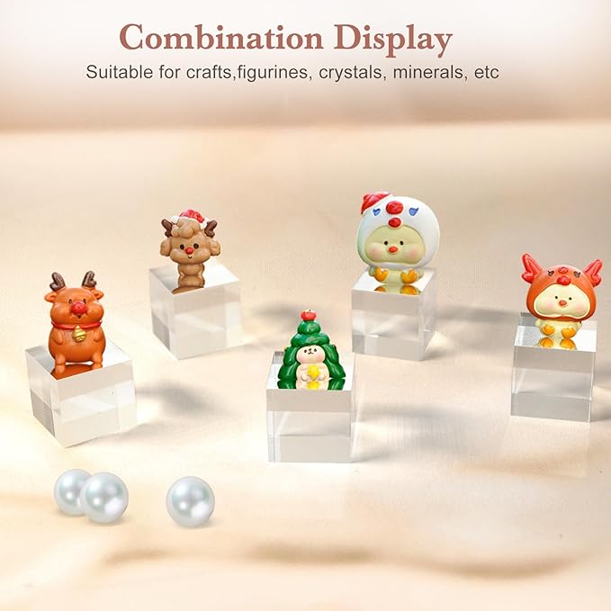 Acrylic Base 10 Pieces Acrylic Blocks for Display 1 X 1 X 1 Inch Square Riser Display Stands Trophy Base Pedestal Stands Clear Cube for Trophy Jewelry Props Food Party Crafts
