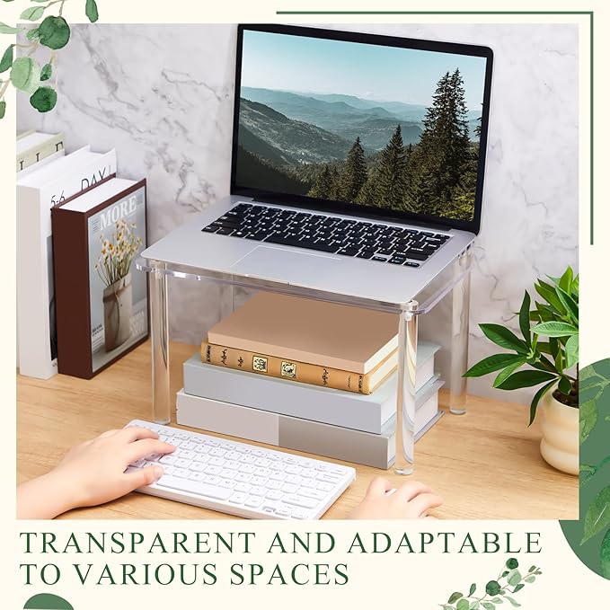 Extra Large 6mm Thick Acrylic Rectangular 4-leg Display Risers, Acrylic Stand, Clear Shelf Riser Display Stands for Decor Collectibles Figures(1 Pcs,13×8×7in)