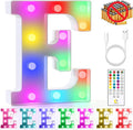 mooncow Rechargeable Light Up Letters,Colorful Marquee Letters with Remote,Gift Wrap Gifts,Bedroom Home Bar Party Decor (E)