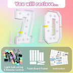 Marquee Numbers 70th Birthday Decoration: Colorful 3FT Large Light Up 70 Year Old Birthday Decorations Anniversary Backdrop Cardboard Sign 18 Colors Number 70 Mosaic Balloon Frame