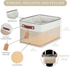 DECOMOMO Storage Baskets for Shelves - Fabric Storage Bins, Linen Closet Organizers and Storage (Beige & White, Large - 4 Pack)