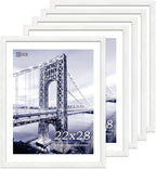 VCK 22x28 Poster Frame Set of 5 - White, Exclusive Wood Grain Picture Frame - Wall Hanging