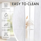 MYSKY HOME Floor to Ceiling Curtains 108 Inches White Sheer Window Drapes 2 Panel Sets Pinch Pleated Draperies Linen Look Boho Fabric, Soft Cotton Blend Light Filtering for Living Room, 40W x 108L