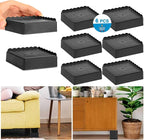 Bed Risers 1 inch, 2 inch, 3 inch, 4 inch Heavy Duty, Adjustable Furniture Riser for Table Desk Couch Sofa Chair Recliner Leg Frame Dorm, Stackable Bed Raisers Blocks (Black 6 Pack, 1 inch)