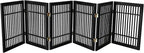 Pet Dog Gate Strong and Durable Freestanding Folding Acacia Hardwood Portable Wooden Fence Indoors or Outdoors by Urnporium (Black Pet Gate, 6 Panel 24" Tall)