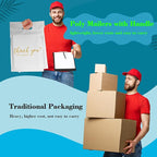 JinRuiKJ Poly Mailers with Handle 14.5x19 Inch 50 Pcs, Easy to Carry Packaging Bags for Small Business, Thank You Shipping Bags with Self Adhesive Strip, Tearproof and Waterproof - White
