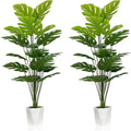 SAJANDAS Set of 2 Artificial Monstera Deliciosa Plants in Pots, Fake Tropical Palm Tree with Greenery Leaves Stems, 43 Inch Faux Swiss Cheese Floor Plants Indoor for Home, Office, Store Decor