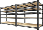 2800 LBS Garage Shelving 72.2" H Garage Storage Shelves, 5 Tier Adjustable Shelving Unit, Storage Shelves for Storage, Basement, Warehouse, Pantry, Kitchen, 48.1" W x 24.1" D x 72.2" H, Black, 2 Pack