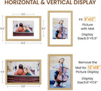 Natural Oak 12x18 Picture Frames Mat to 9x12 Picture Display,Original Wood Handcrafted Certificate Frame,Wooden Frame 12x18 with Tempered Glass Graduation Family Wedding Photo Wall Mounted
