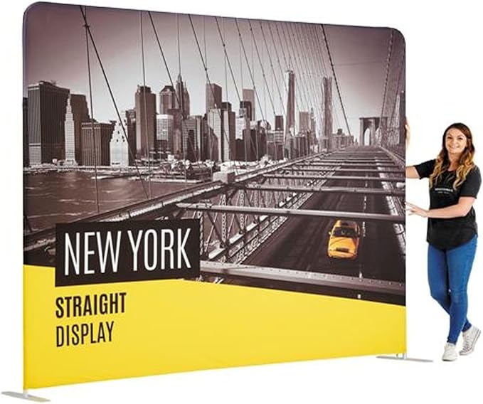 Custom Straight Tension Fabric Display Backdrop, Step and Repeat Backdrops for Events, Trade Show Display Backdrop Booth (Graphic with Stand, 8x8ft Double Sided Print)