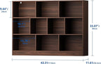Cozy Castle Brown Bookshelf, 3-Tier Open Shelf Bookcase, 10 Cube Storage Organizer with Anti-Tilt Device, Freestanding Book Storage Shelves for Bedroom, Living Room