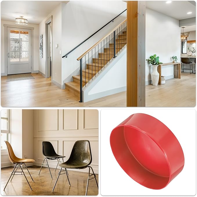 uxcell 4pcs Rubber End Caps 170mm(6.7 Inch) ID Vinyl Round End Cap Cover Screw Thread Protectors Red, 50mm Height
