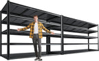 72.2" H Garage Shelving 3000LBS Metal Shelving Unit Adjustable Garage Storage Shelves 5 Tier Heavy Duty Storage Rack for Pantry, Warehouse, Industries, 59.8" W x 72.2" H x 24.2" D, 2 Pack