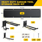 Garage Tool Organizer Wall Mount with 64 inches Rails and 10 Adjustable Heavy-Duty Hooks, Garden Tool Organizer, 14 Pack Carries 630 lbs, Heavy Duty Garage Storage Rack For Yard, Shed, Easy to install