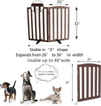 Freestanding Dog Gate Indoor,Doggie Gate Foldable Pet Gates for Doorways,Stairs or Hallways, Wooden Brown Pet Gate for The House, Pet Fence with Support Feet Included,32 "Height-2 Panels