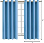 BGment Room Darkening Curtains 63 Inches Long - Grommet Thermal Insulated Drapes Window Treatment Curtains for Bedroom, 2 Panels, 52 x 63 Inch, Sky Blue